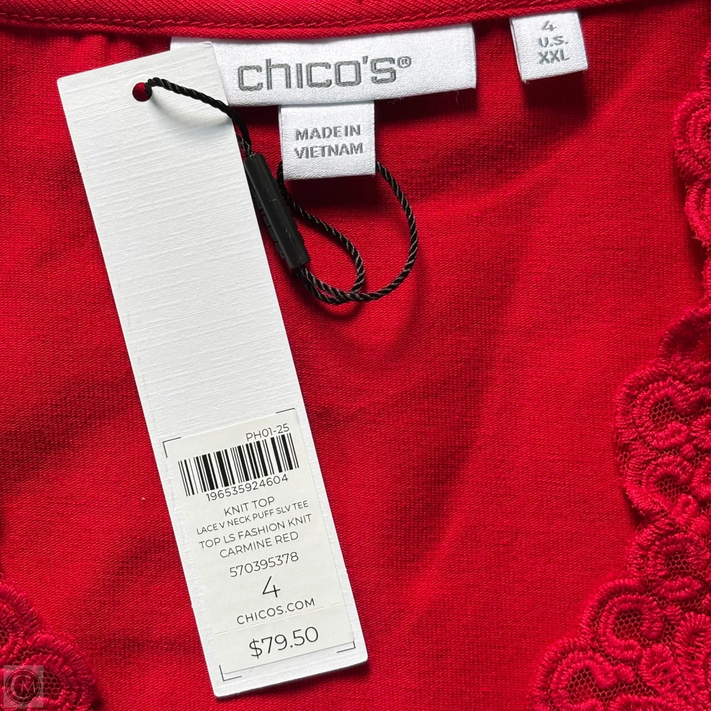Top Long Sleeve By Chicos In Red, Size: 2x