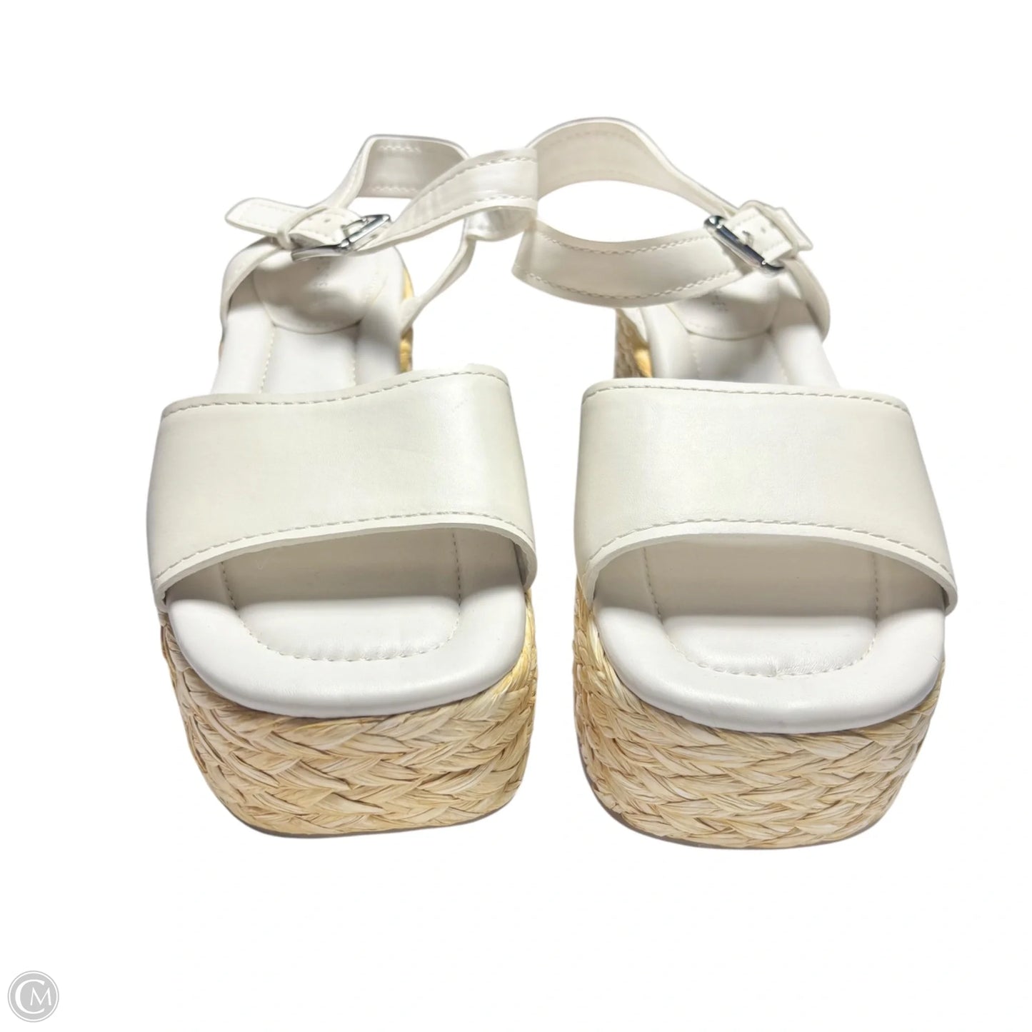 Sandals Heels Wedge By Marc Fisher In Tan & White, Size: 9