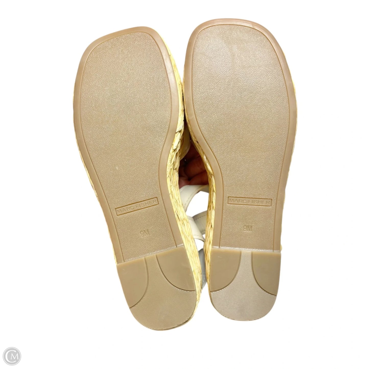 Sandals Heels Wedge By Marc Fisher In Tan & White, Size: 9