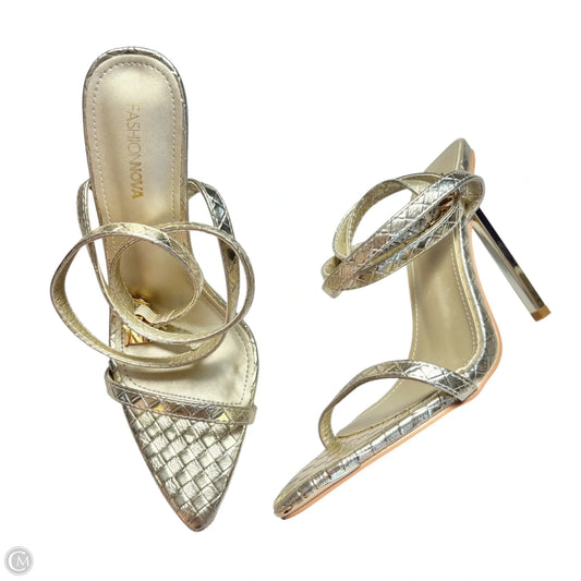 Sandals Heels Stiletto By Fashion Nova In Gold, Size: 10