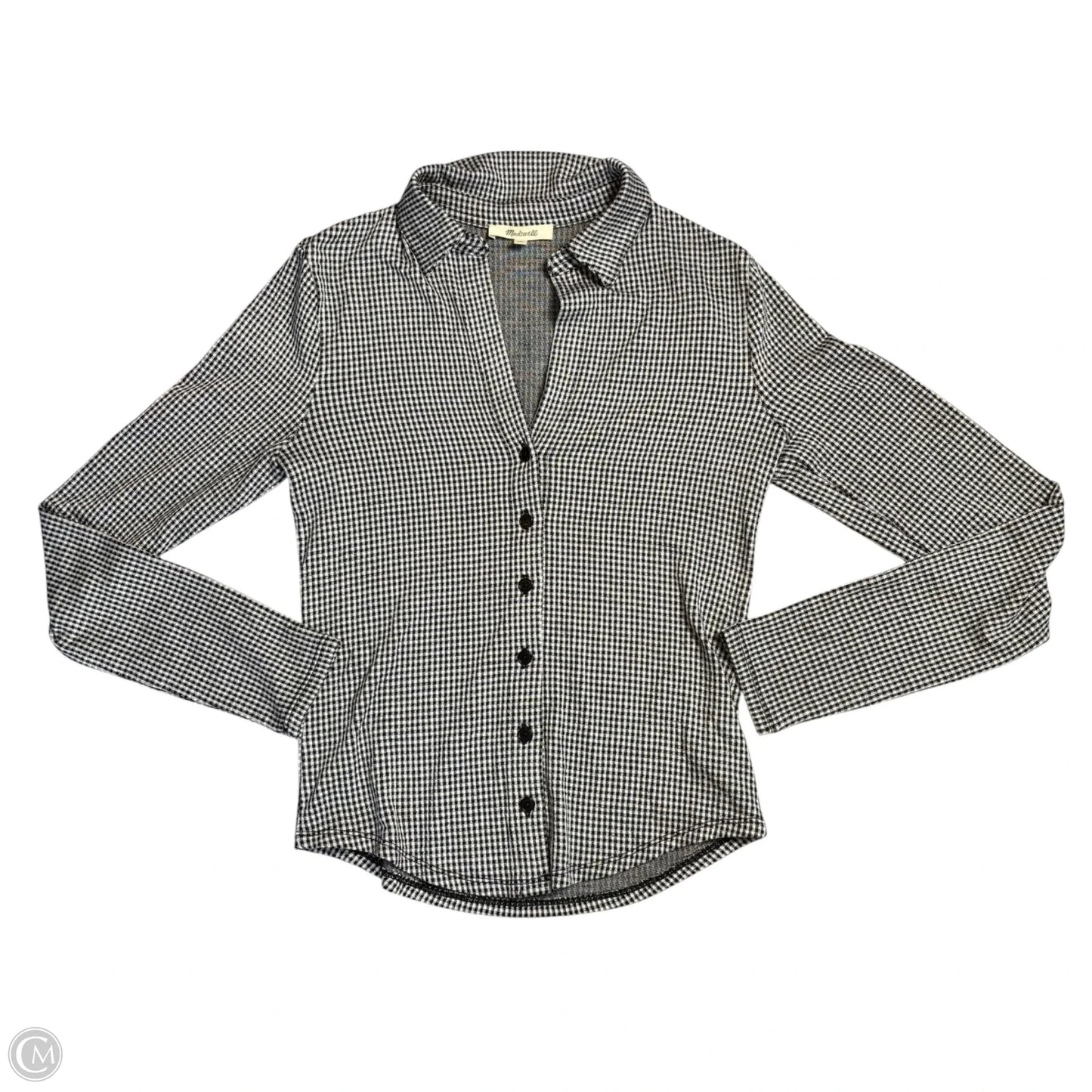 Top Long Sleeve By Madewell In Checkered Pattern, Size: S