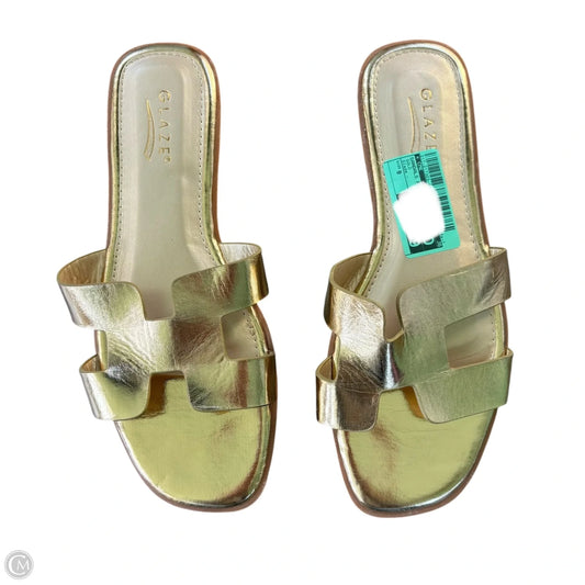 Sandals Flats By Glaze In Gold, Size: 9