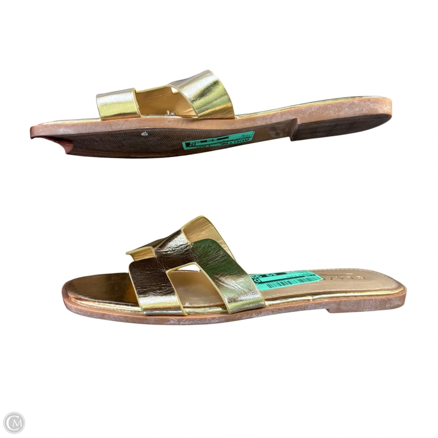 Sandals Flats By Glaze In Gold, Size: 9