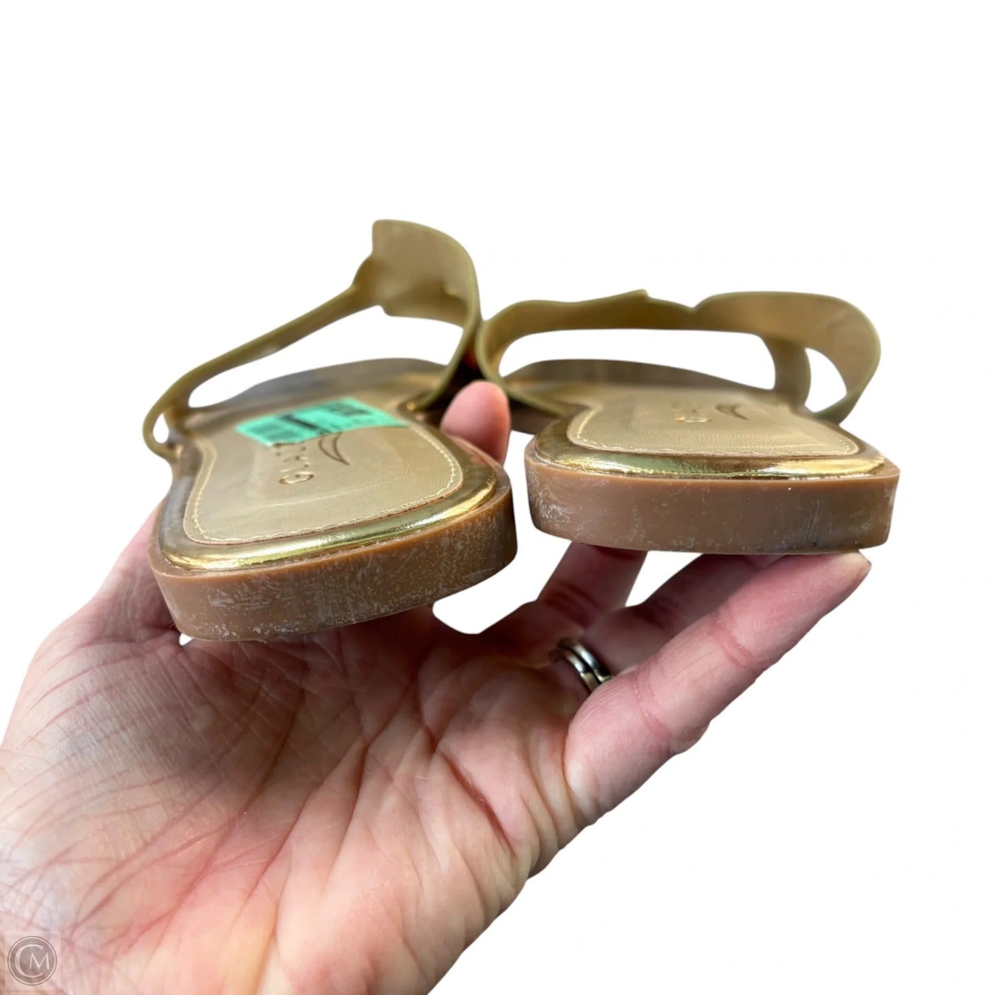 Sandals Flats By Glaze In Gold, Size: 9