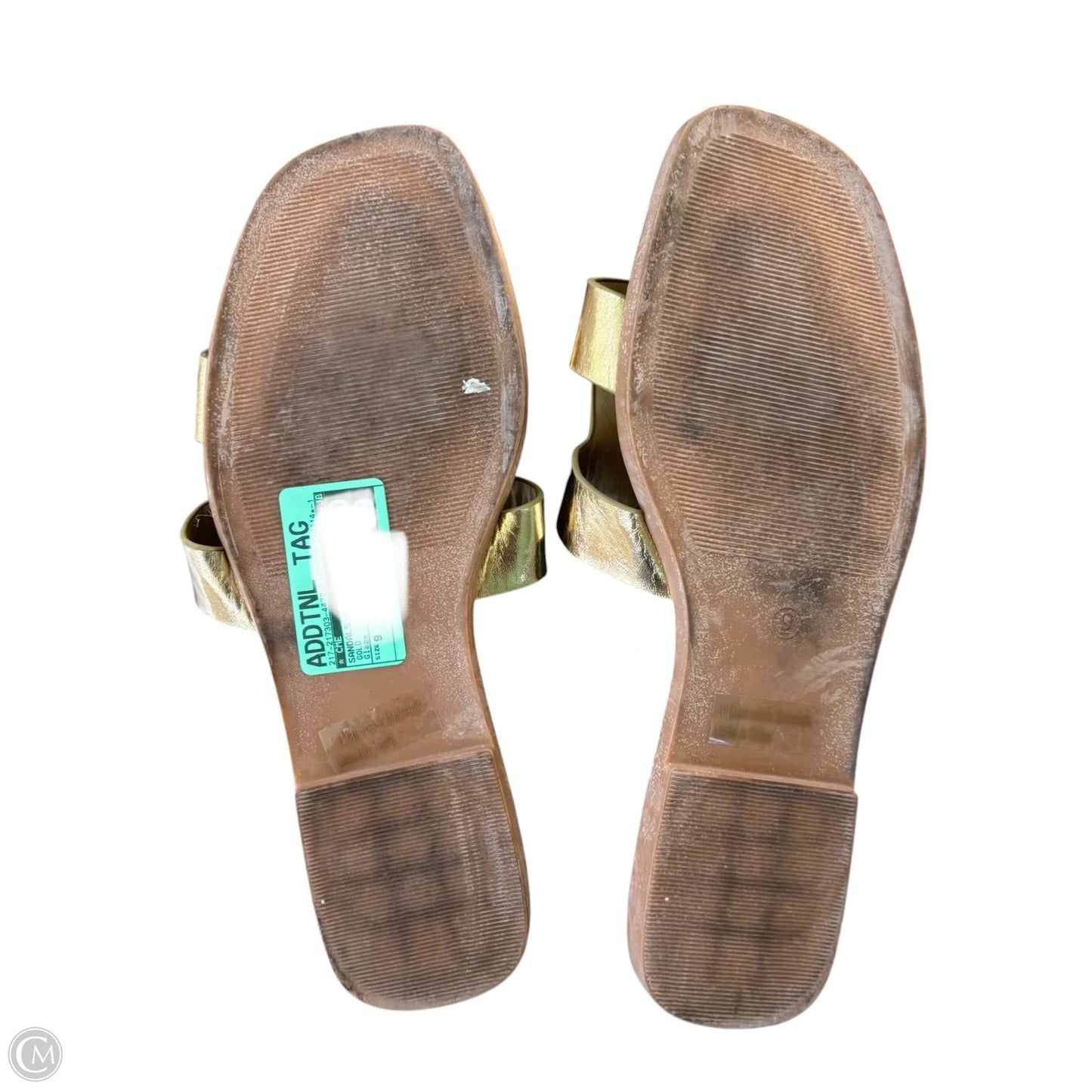 Sandals Flats By Glaze In Gold, Size: 9