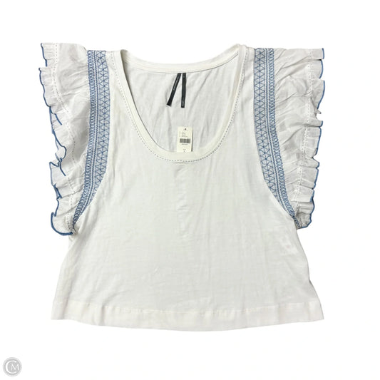 Top Short Sleeve By Anthropologie In Blue & White, Size: S