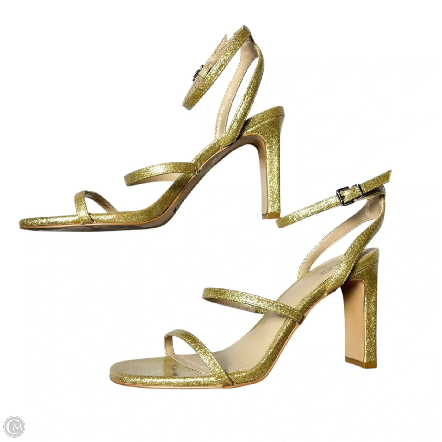 Sandals Heels Block By Mix No 6 In Gold, Size: 7.5