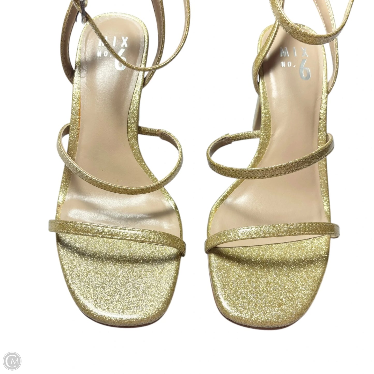Sandals Heels Block By Mix No 6 In Gold, Size: 7.5
