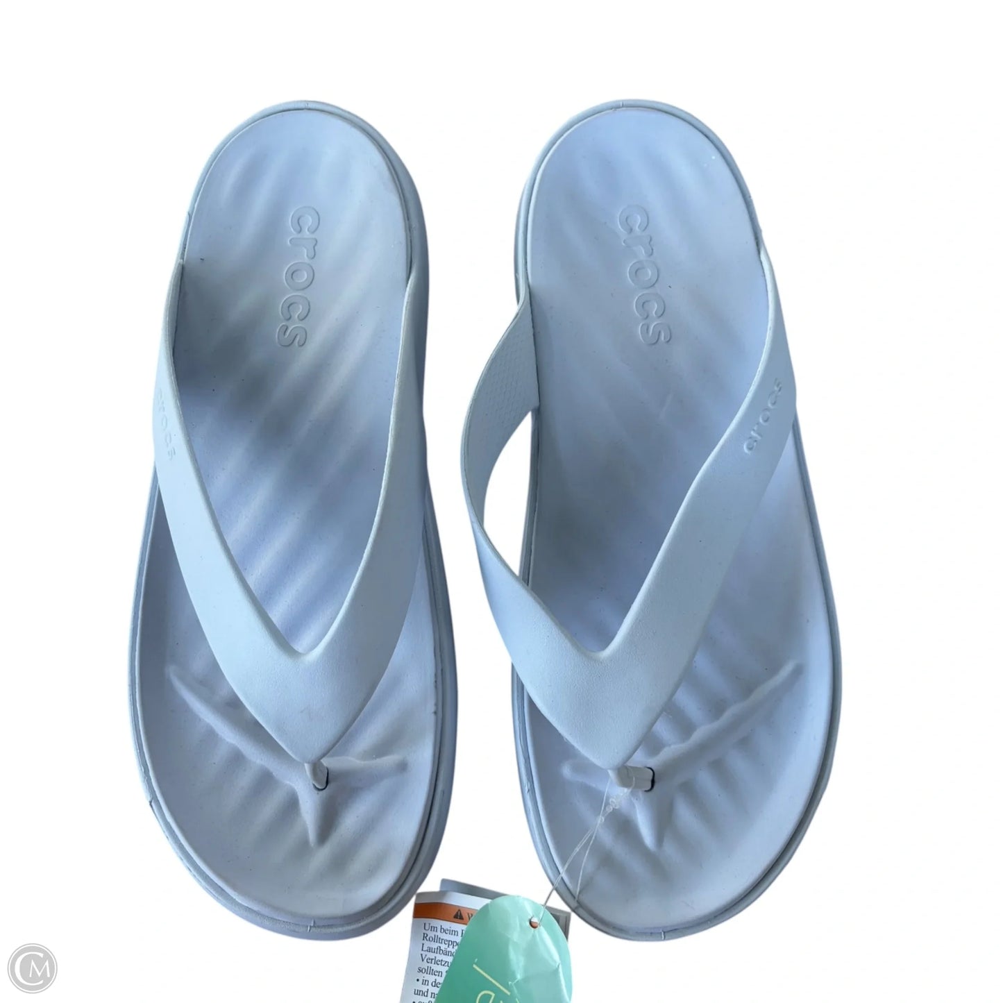 Sandals Flip Flops By Crocs In Blue, Size: 9