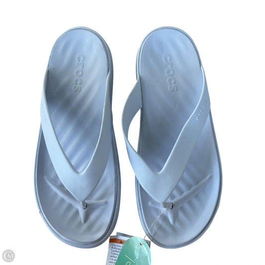 Sandals Flip Flops By Crocs In Blue, Size: 9