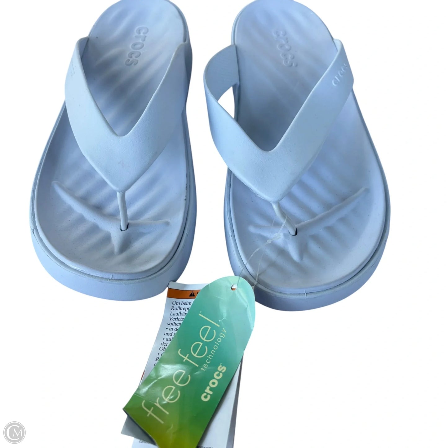 Sandals Flip Flops By Crocs In Blue, Size: 9