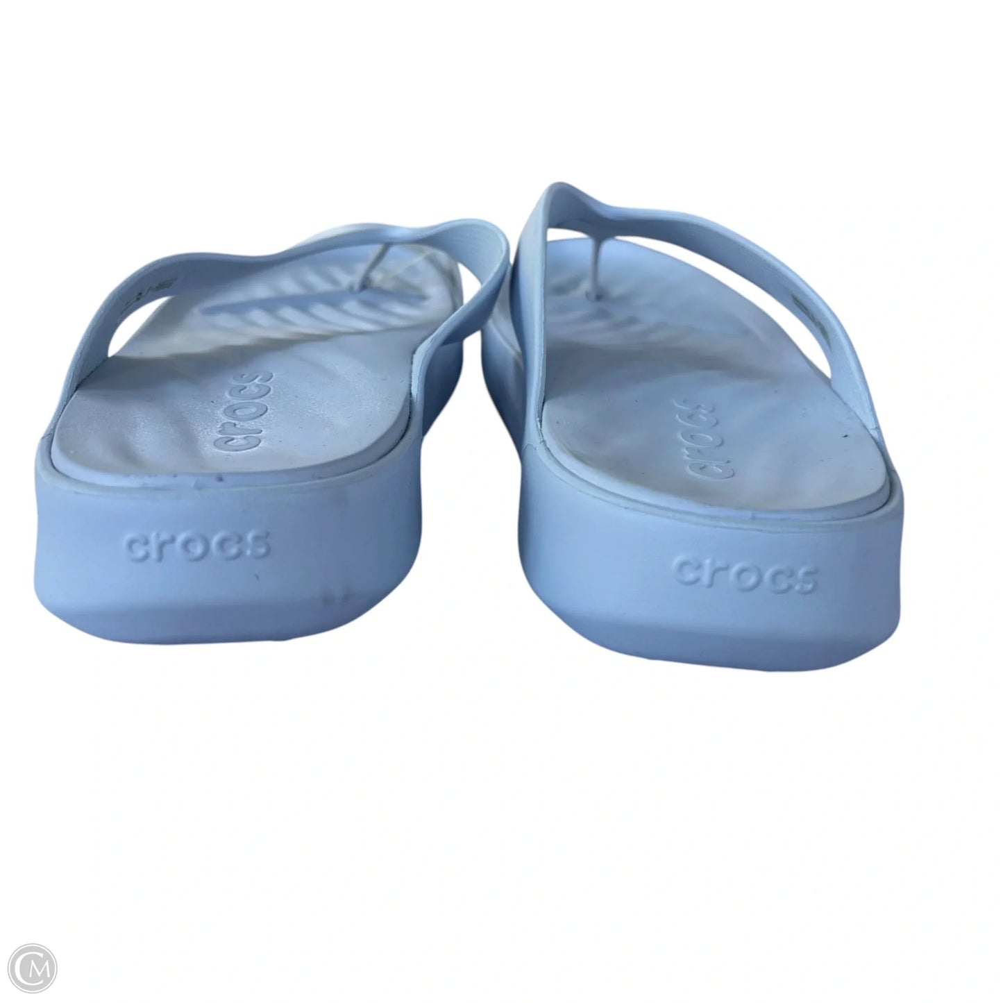 Sandals Flip Flops By Crocs In Blue, Size: 9