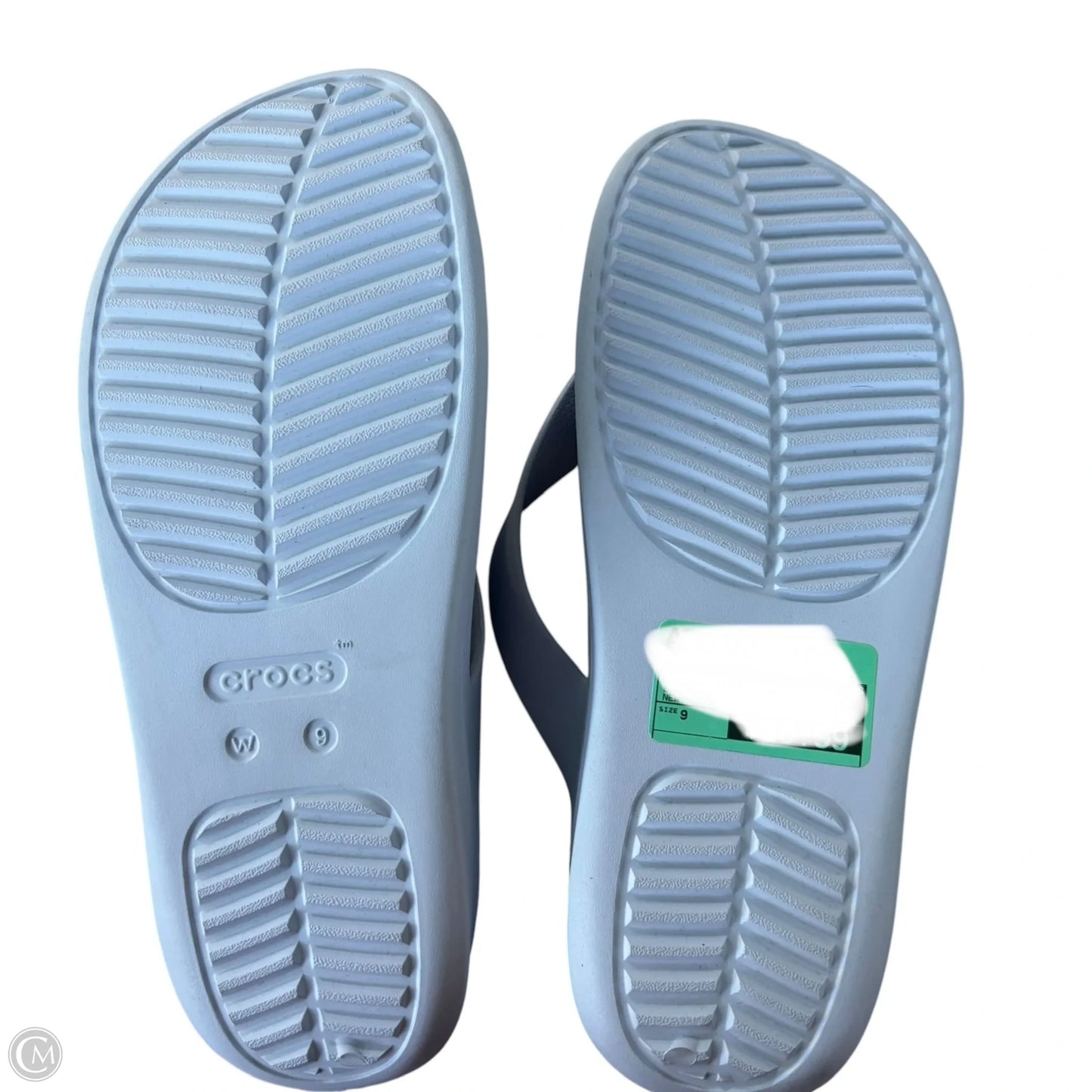 Sandals Flip Flops By Crocs In Blue, Size: 9