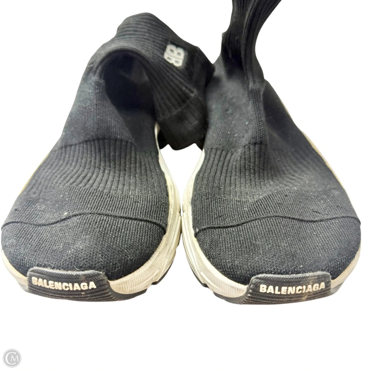 Shoes Luxury Designer By Balenciaga In Black & White, Size: 8