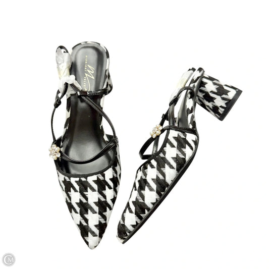 Sandals Heels Block By Midnight Velvet In Black & White, Size: 6.5