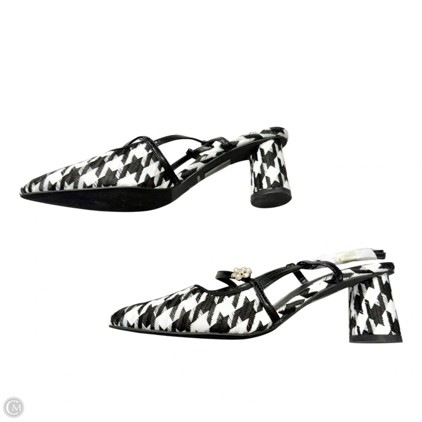Sandals Heels Block By Midnight Velvet In Black & White, Size: 6.5