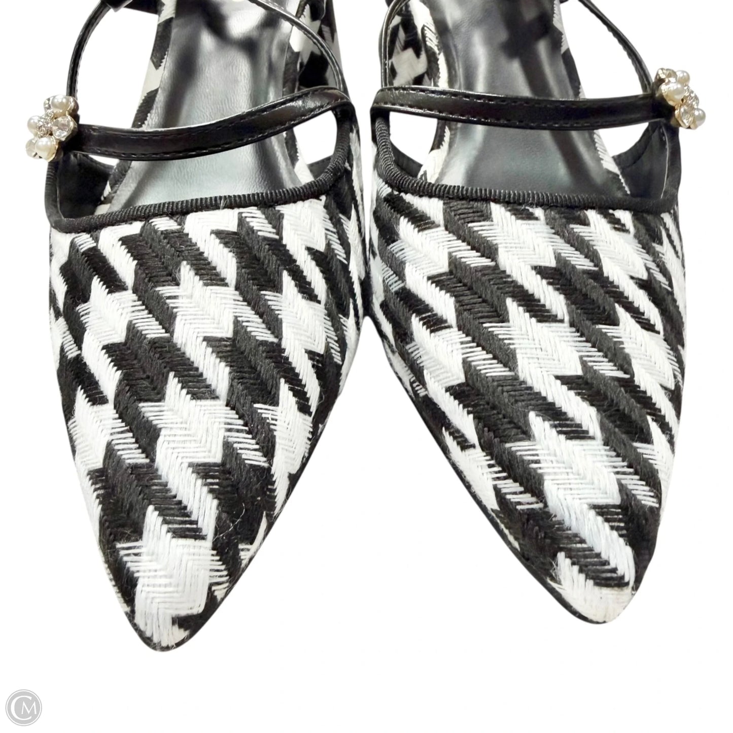 Sandals Heels Block By Midnight Velvet In Black & White, Size: 6.5