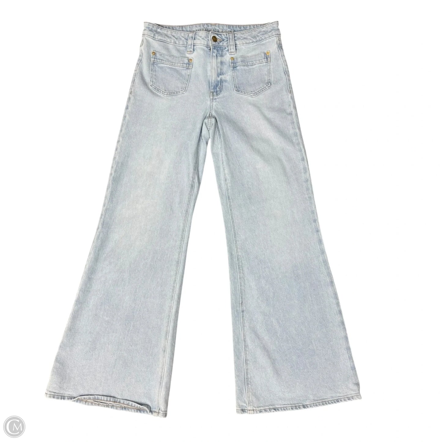 Jeans Wide Leg By American Eagle In Blue Denim, Size: 4