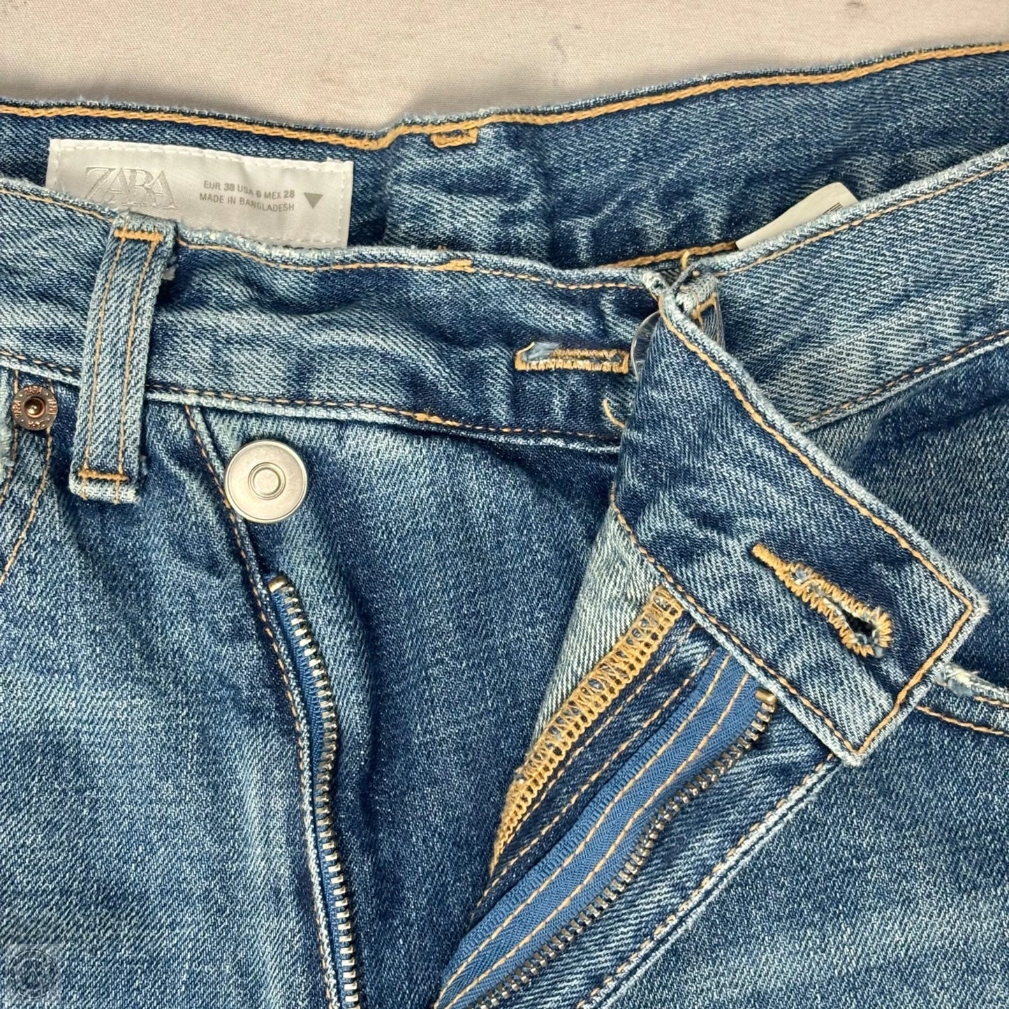 Jeans Wide Leg By Zara In Blue Denim, Size: 6