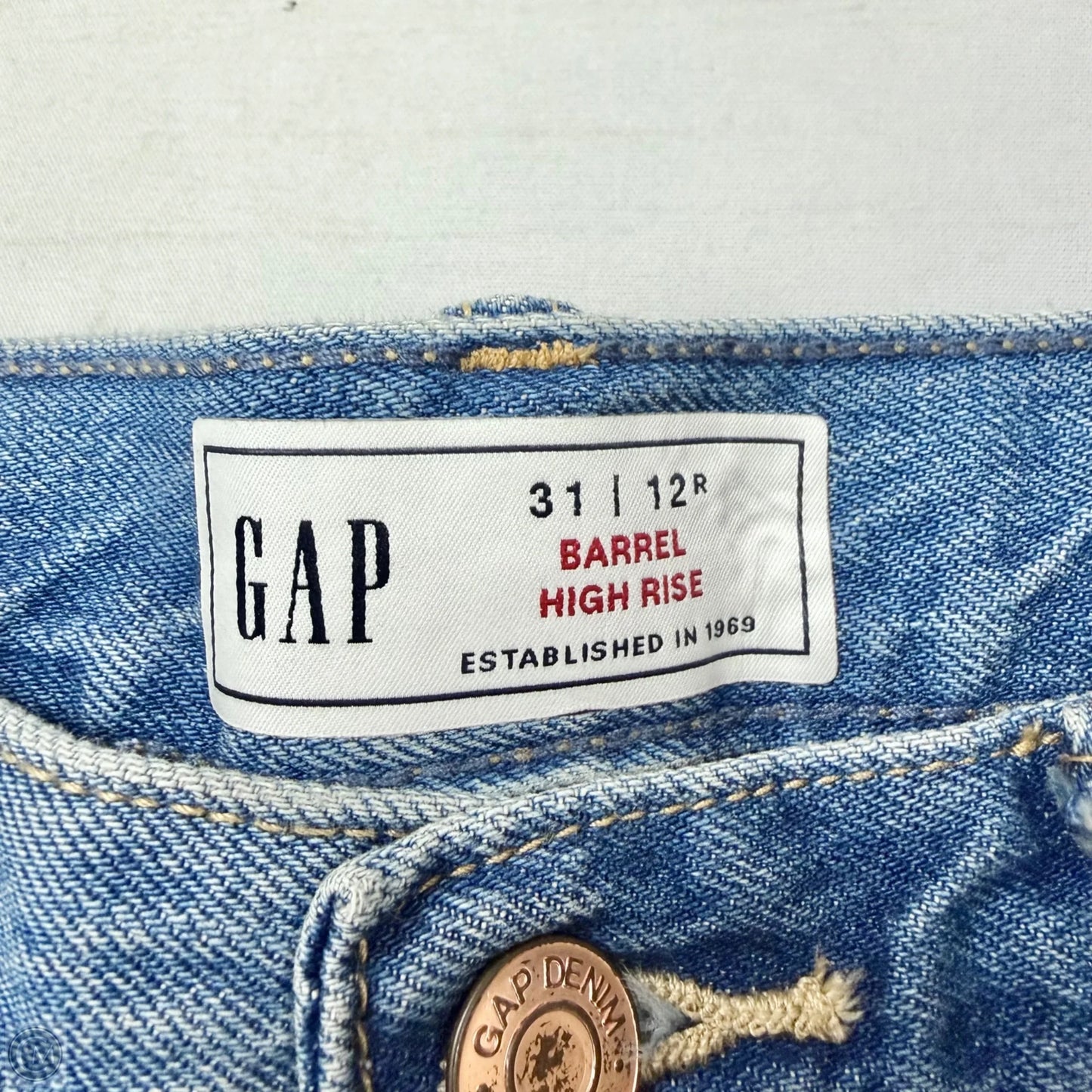 Jeans Wide Leg By Gap In Blue Denim, Size: 12
