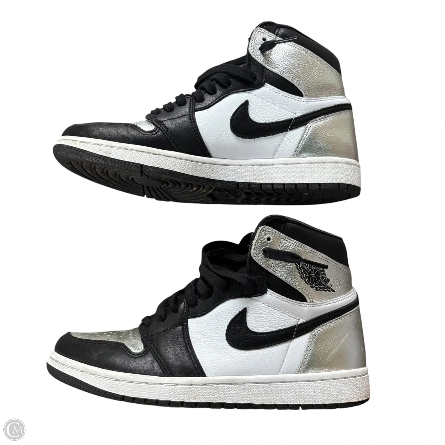 Shoes Luxury Designer By Jordan In Black & Silver, Size: 8.5