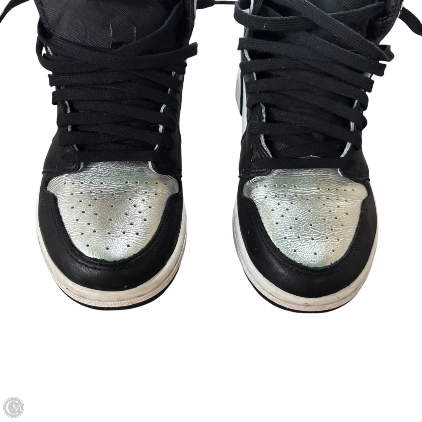 Shoes Luxury Designer By Jordan In Black & Silver, Size: 8.5