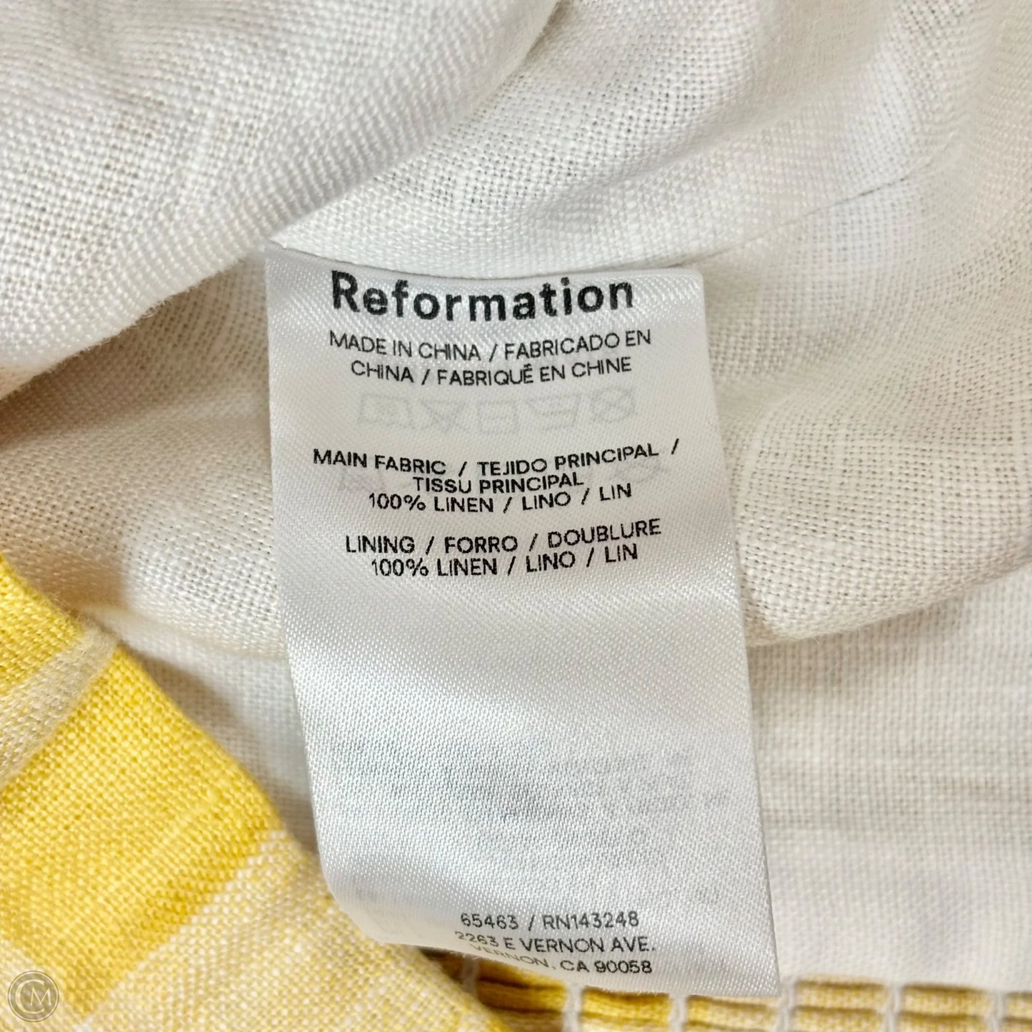 Top Sleeveless By Reformation In Yellow, Size: S