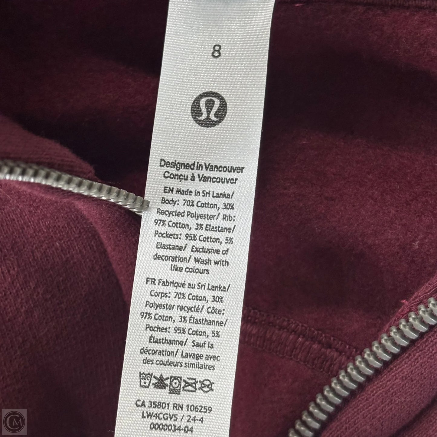 Athletic Sweatshirt Hoodie By Lululemon In Maroon, Size: M
