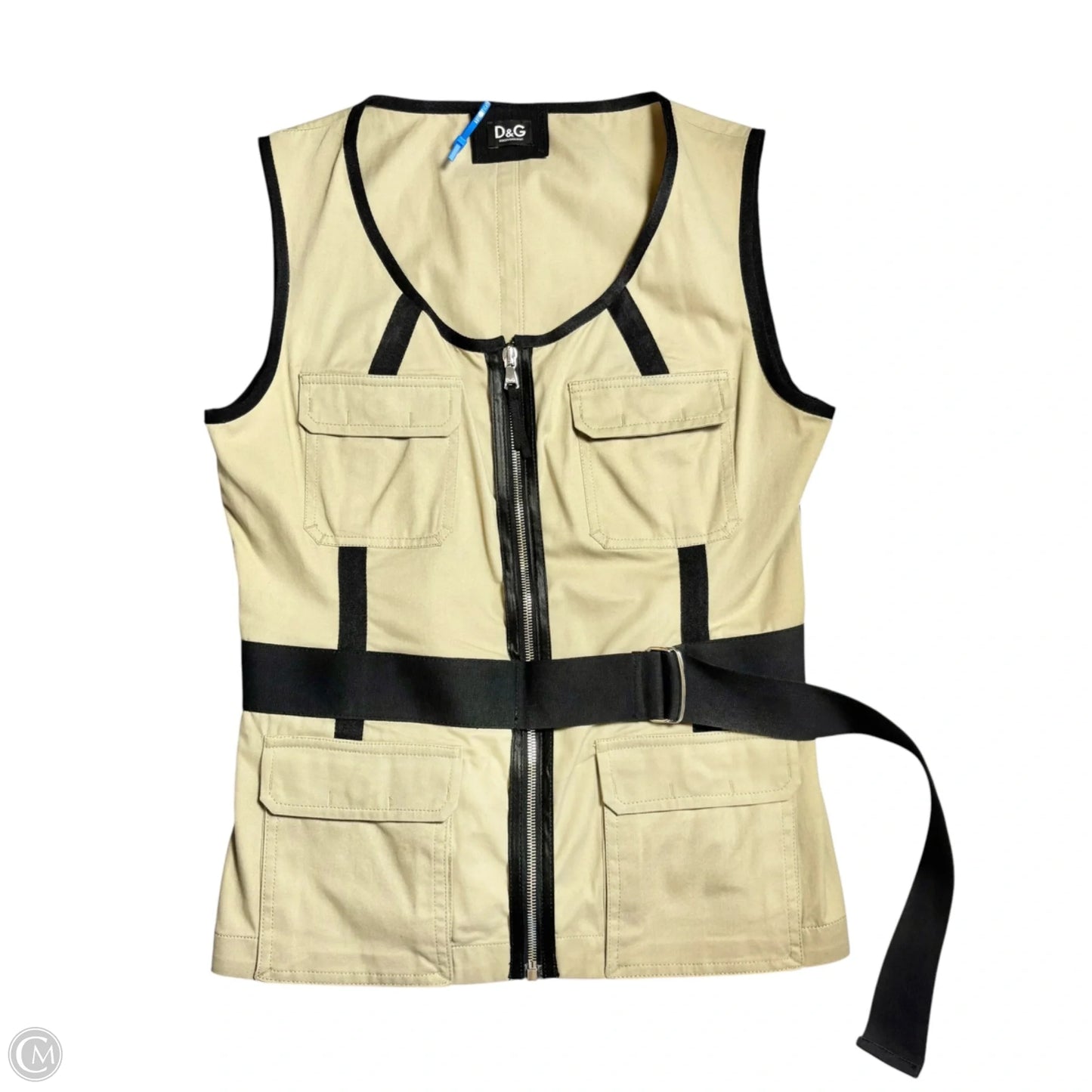 Top Sleeveless Luxury Designer By Dolce And Gabbana In Black & Tan, Size: M