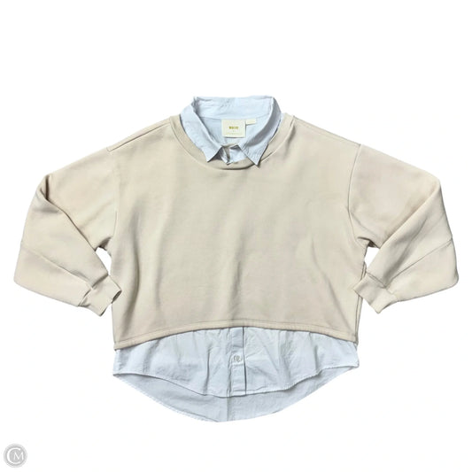Sweatshirt Collar By Maeve In Beige, Size: S