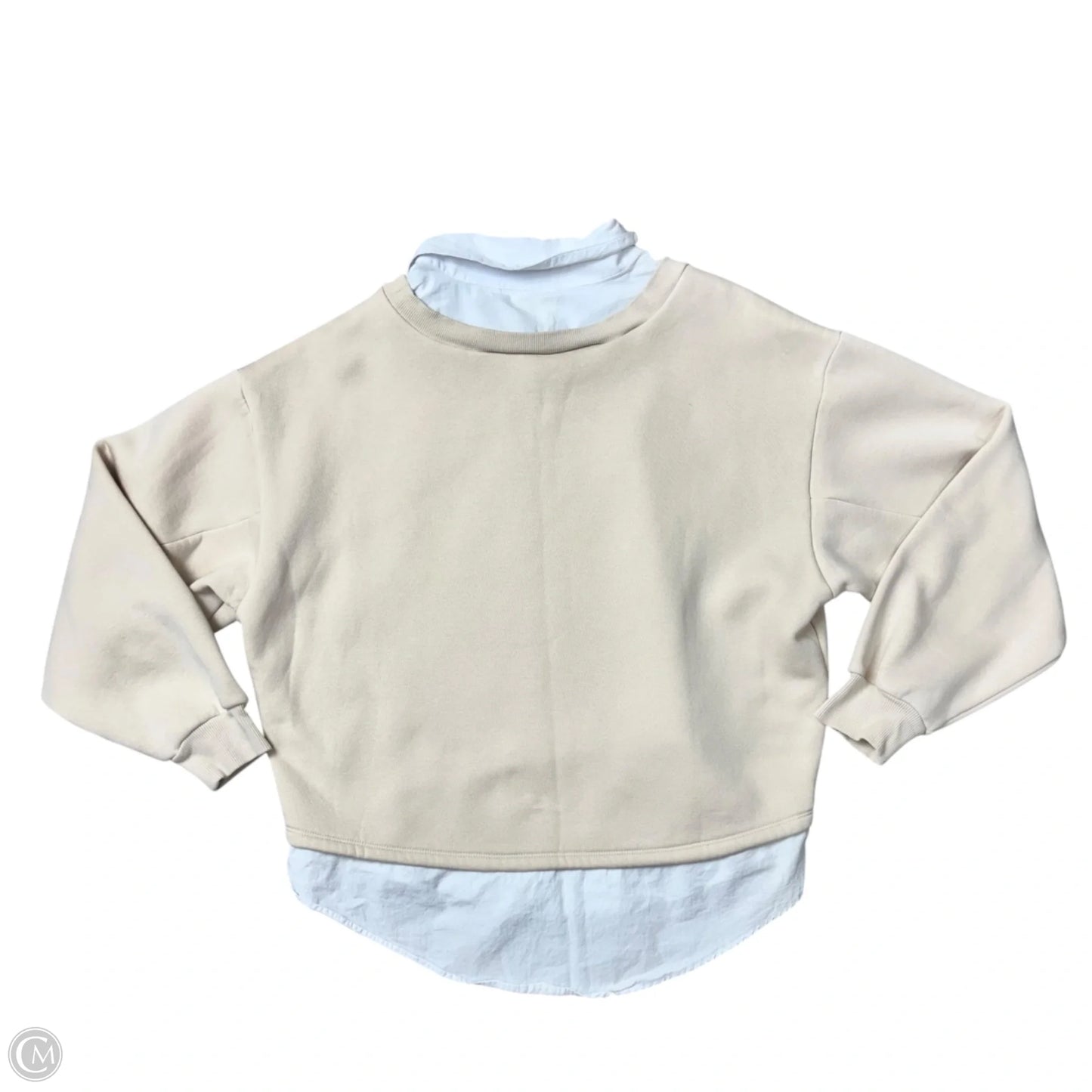 Sweatshirt Collar By Maeve In Beige, Size: S