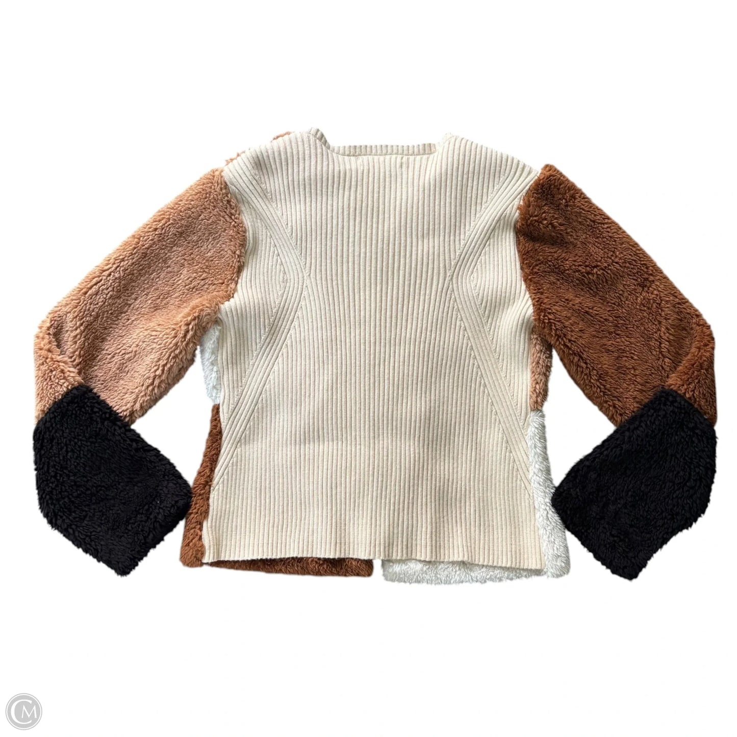 Sweater Cardigan By Anthropologie In Cream & Tan, Size: S