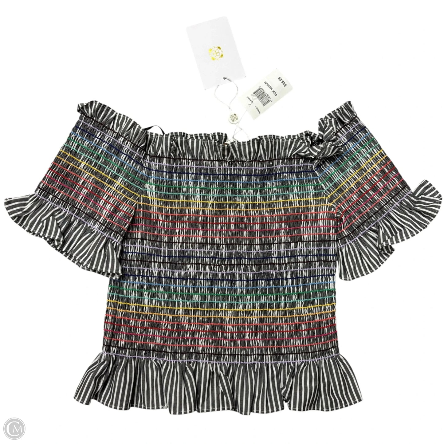 Top Short Sleeve By Wayf In Striped Pattern, Size: M