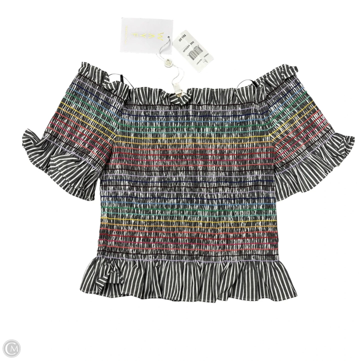 Top Short Sleeve By Wayf In Striped Pattern, Size: M