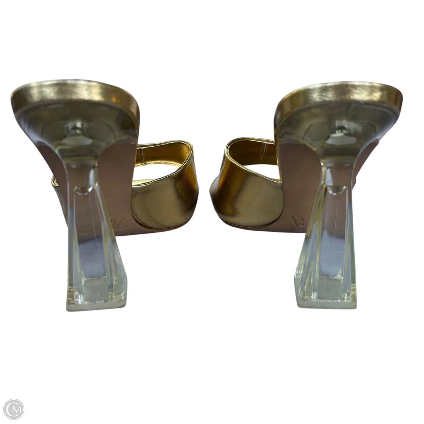 Sandals Heels Block By Zara In Gold, Size: 8.5
