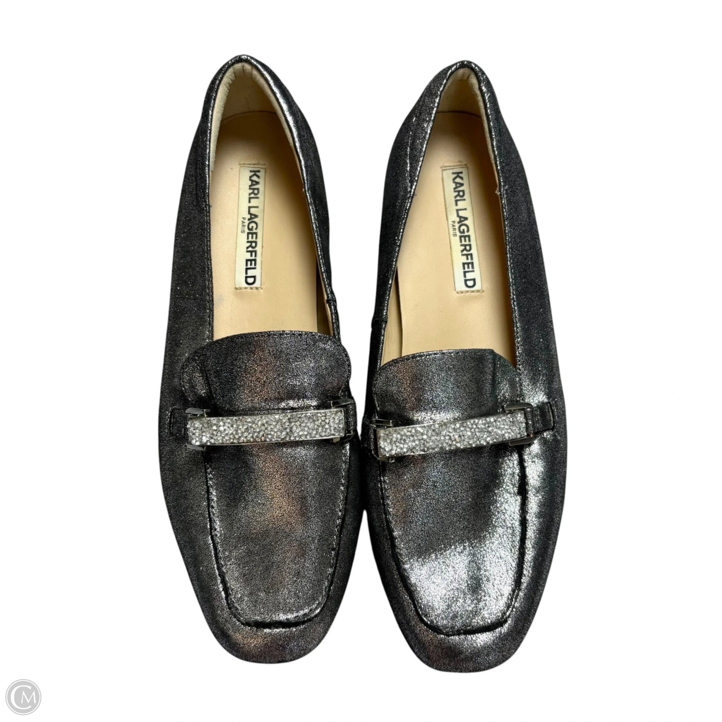 Shoes Designer By Karl Lagerfeld In Silver, Size: 8