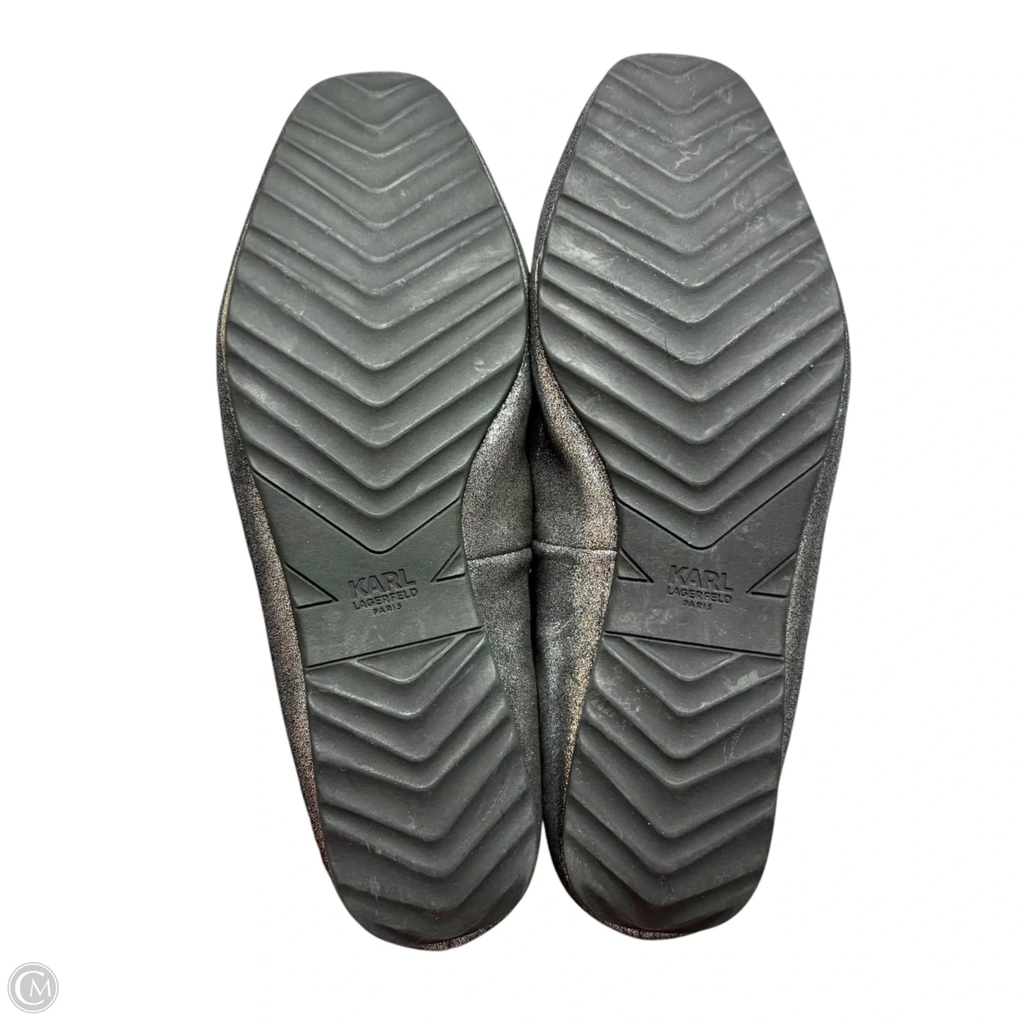 Shoes Designer By Karl Lagerfeld In Silver, Size: 8