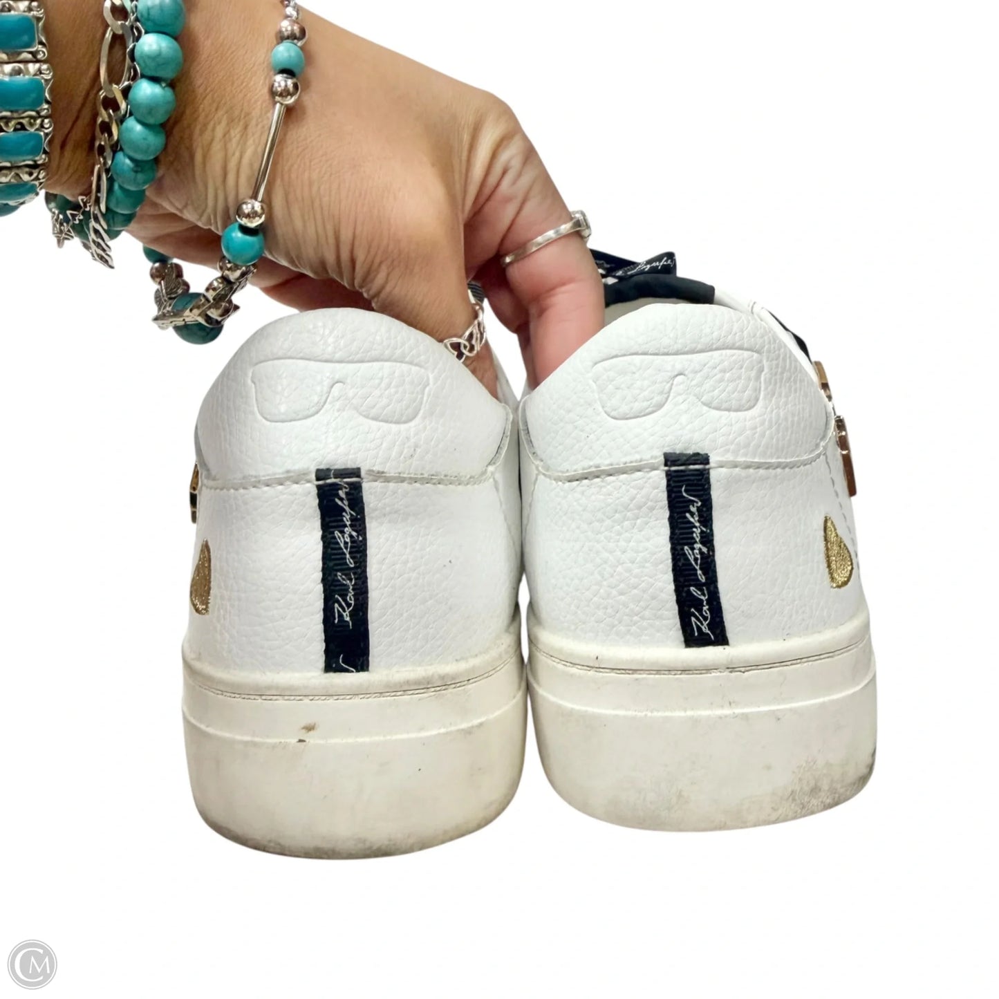 Shoes Designer By Karl Lagerfeld In White, Size: 9