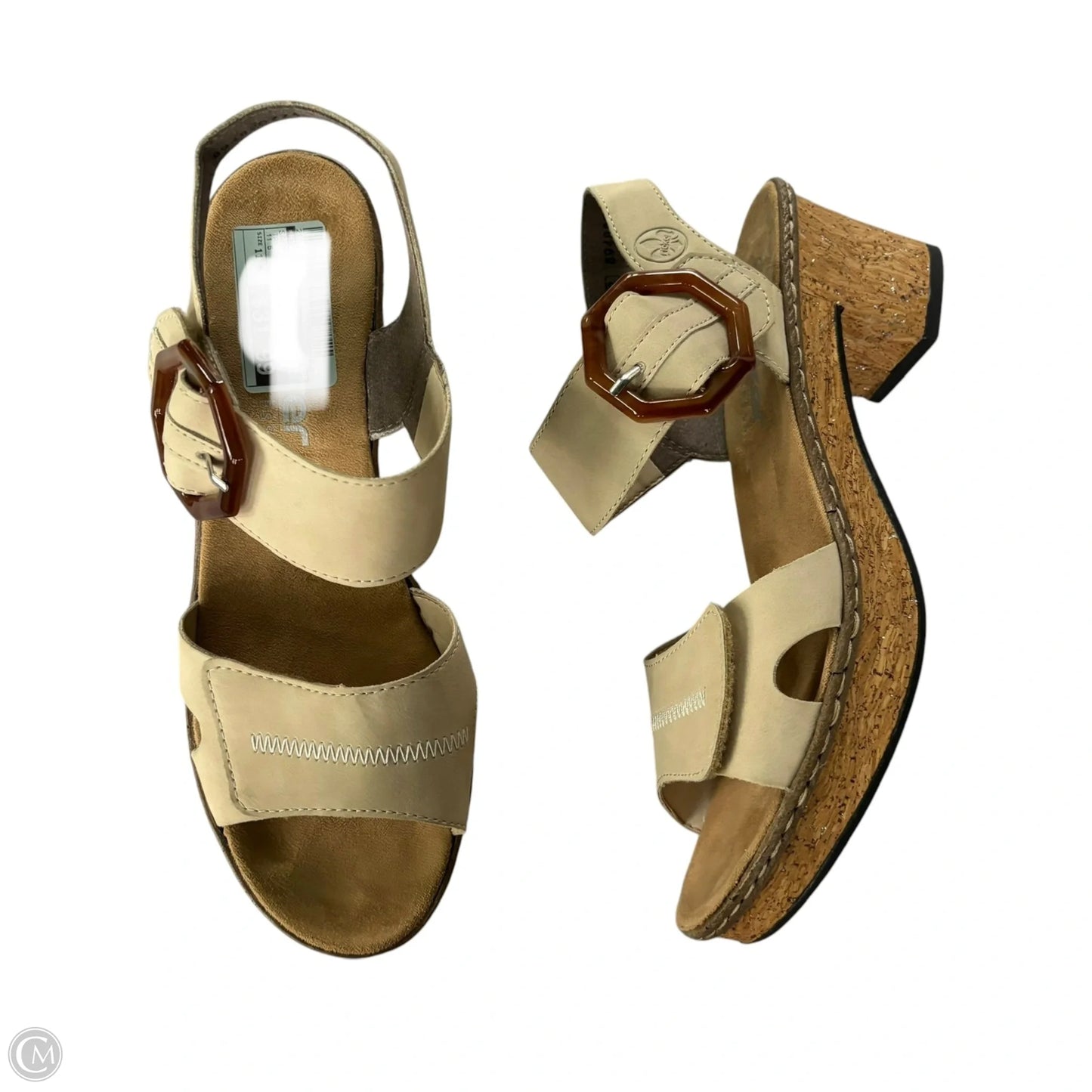 Sandals Heels Block By Riekers In Tan, Size: 11.5