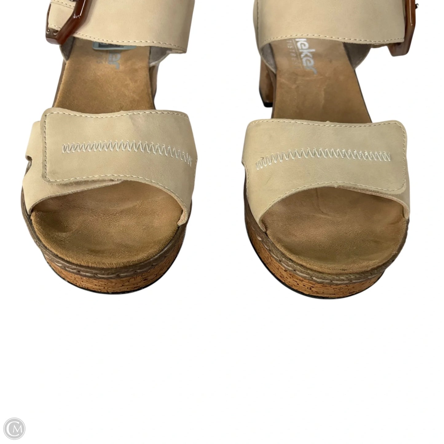 Sandals Heels Block By Riekers In Tan, Size: 11.5