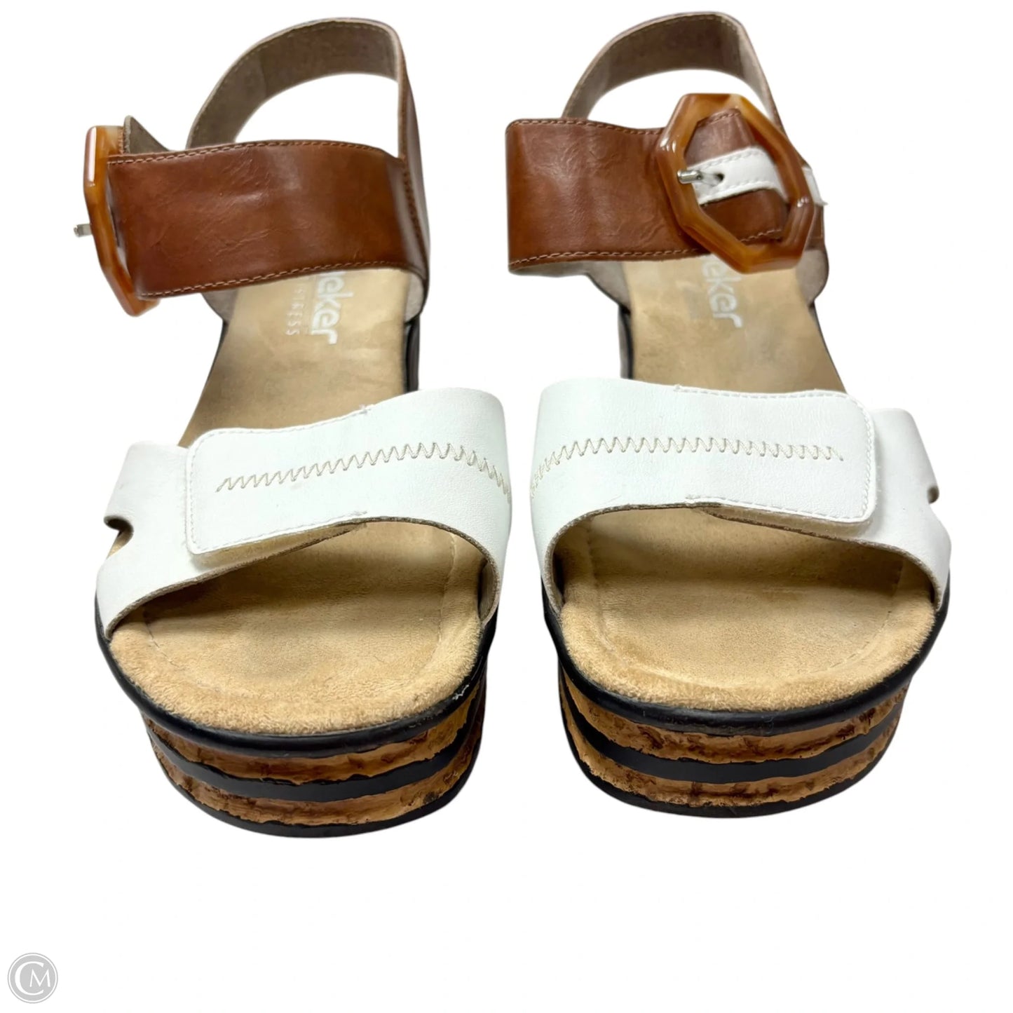 Sandals Flats By Riekers In Brown & White, Size: 11.5