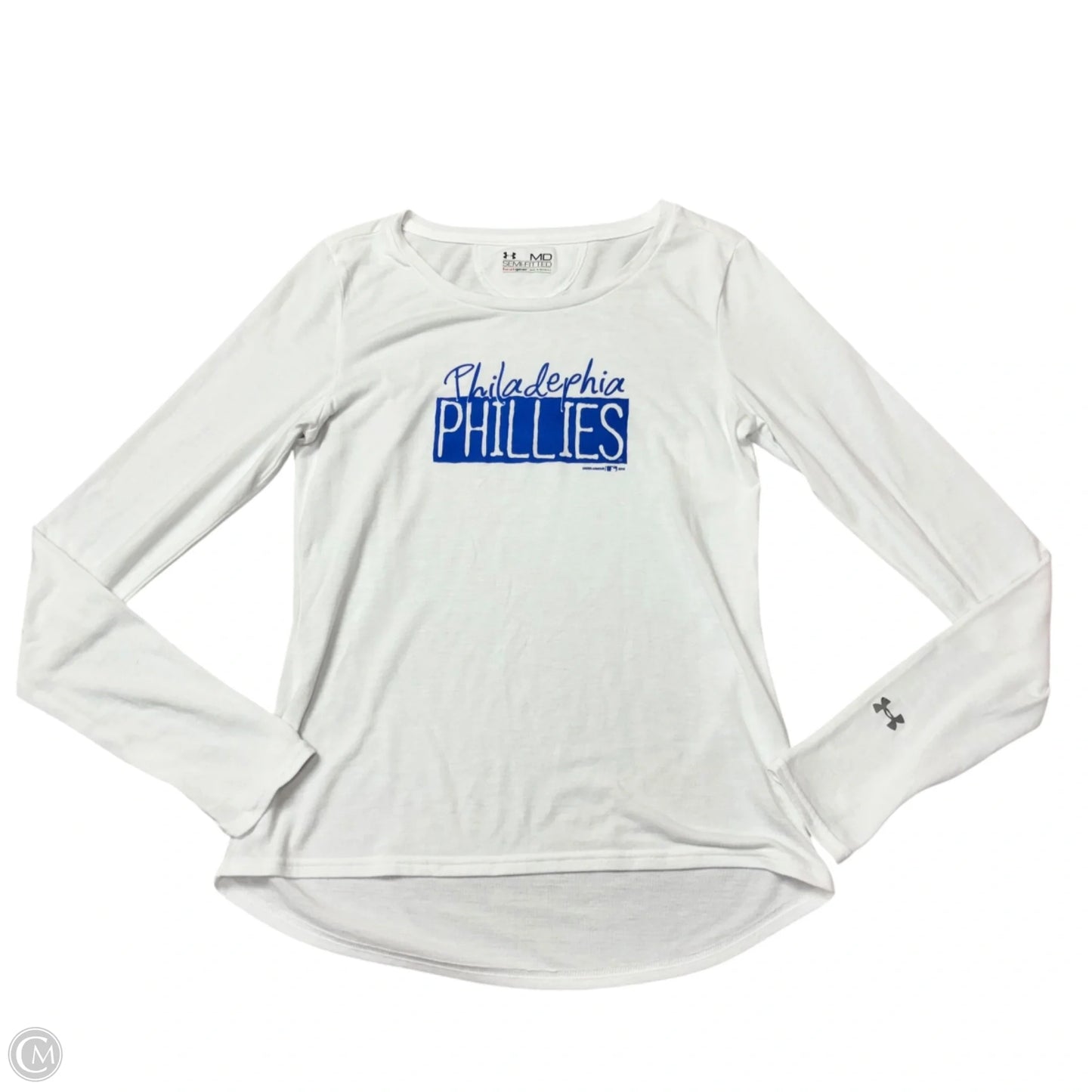 Athletic Top Long Sleeve Crewneck By Under Armour In White, Size: M