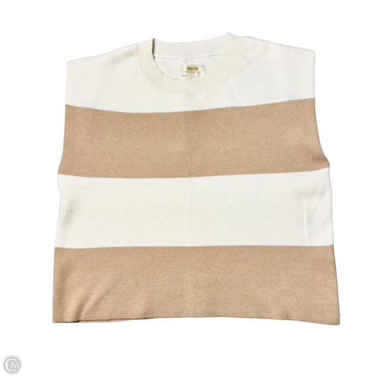 Sweater Short Sleeve By Maeve In Tan & White, Size: Xs