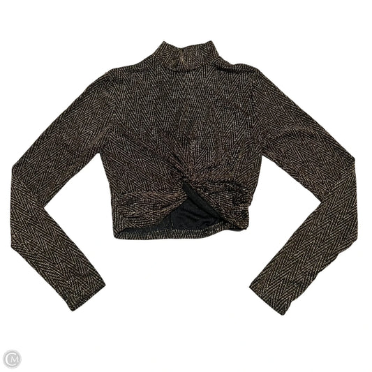 Top Long Sleeve By Forever 21 In Black & Gold, Size: S
