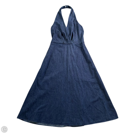 Dress Casual Midi By Loft In Blue Denim, Size: M
