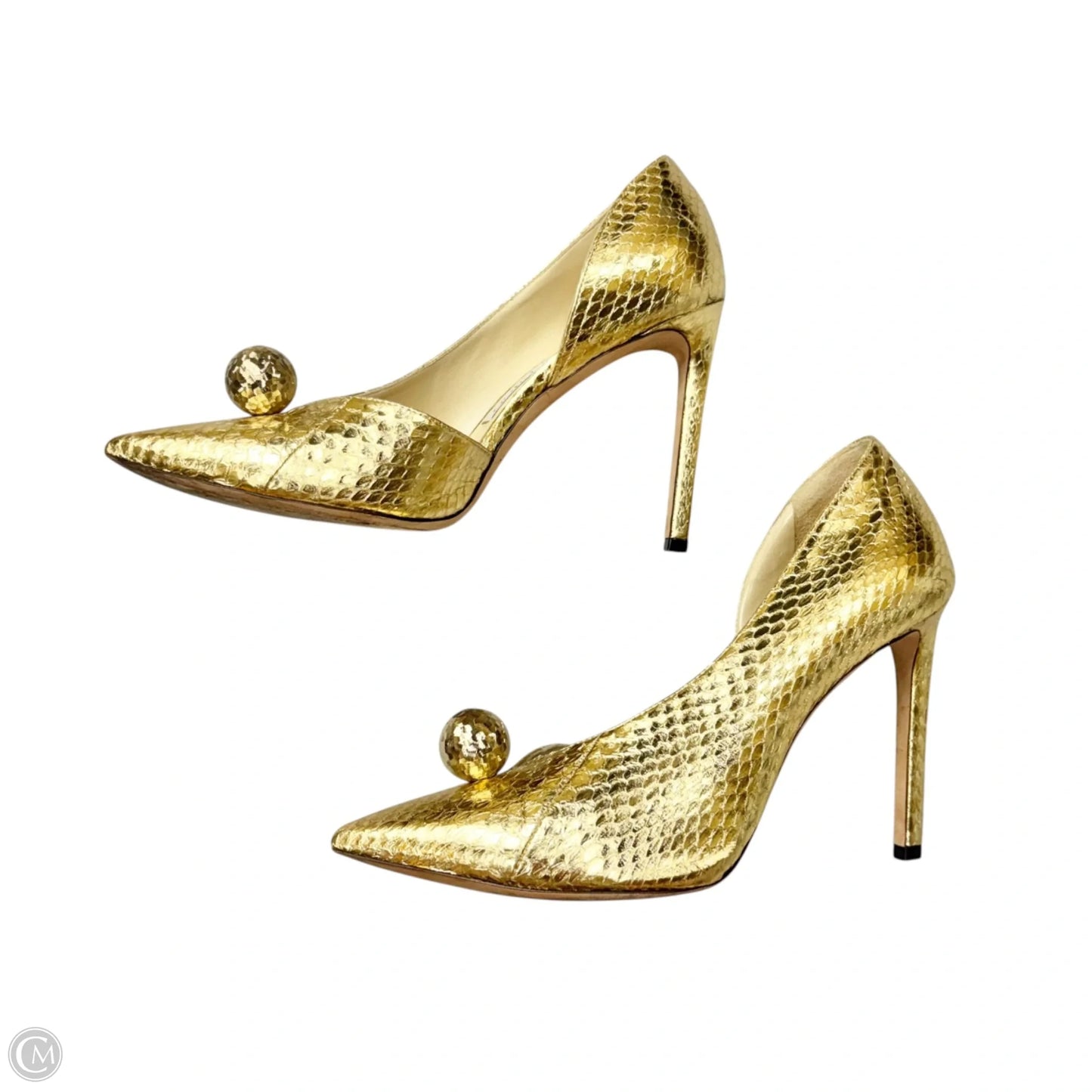 Shoes Luxury Designer By Jimmy Choo In Gold, Size: 7