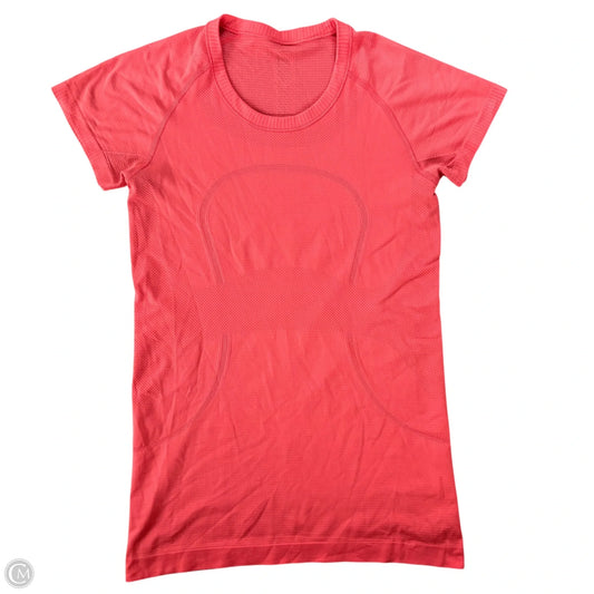 Athletic Top Short Sleeve By Lululemon In Orange, Size: M