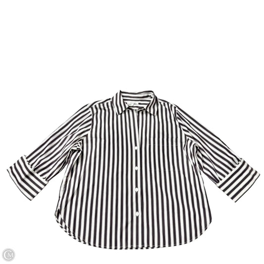 Top Long Sleeve By Madewell In Purple & White, Size: M
