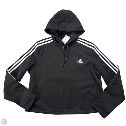 Athletic Top Long Sleeve Hoodie By Adidas In Black, Size: L