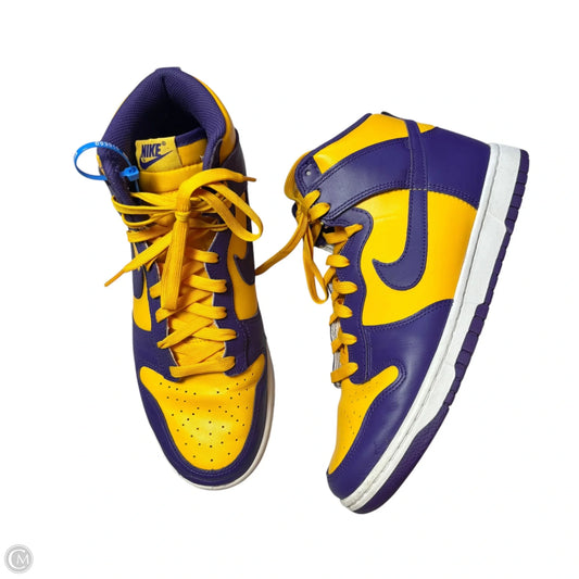 Shoes Luxury Designer By Jordan In Purple & Yellow, Size: 10